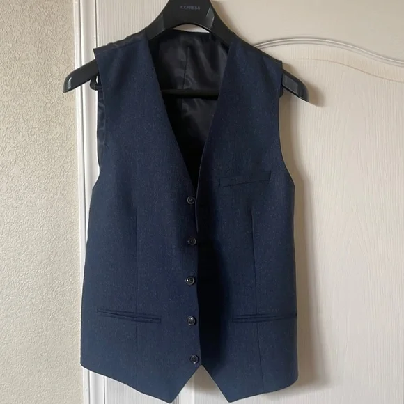 Topman Jackets Coats Topman Wool Blend Vest In Blue Size 4r